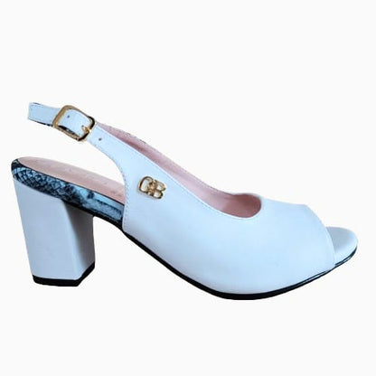 Zapato mujer blanco talon abierto (SL61.BL) - Gabybru Calzados