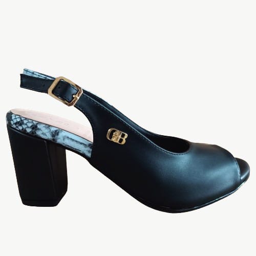 Zapato mujer negro talon abierto (SL61.N) - Gabybru Calzados