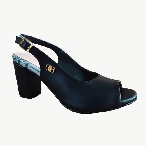 Zapato mujer negro talon abierto (SL61.N) - Gabybru Calzados