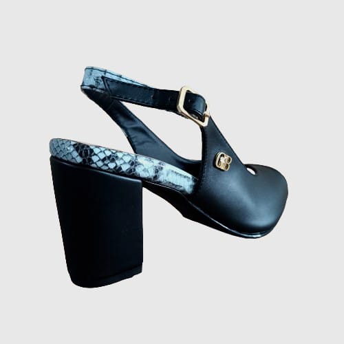 Zapato mujer negro talon abierto (SL61.N) - Gabybru Calzados