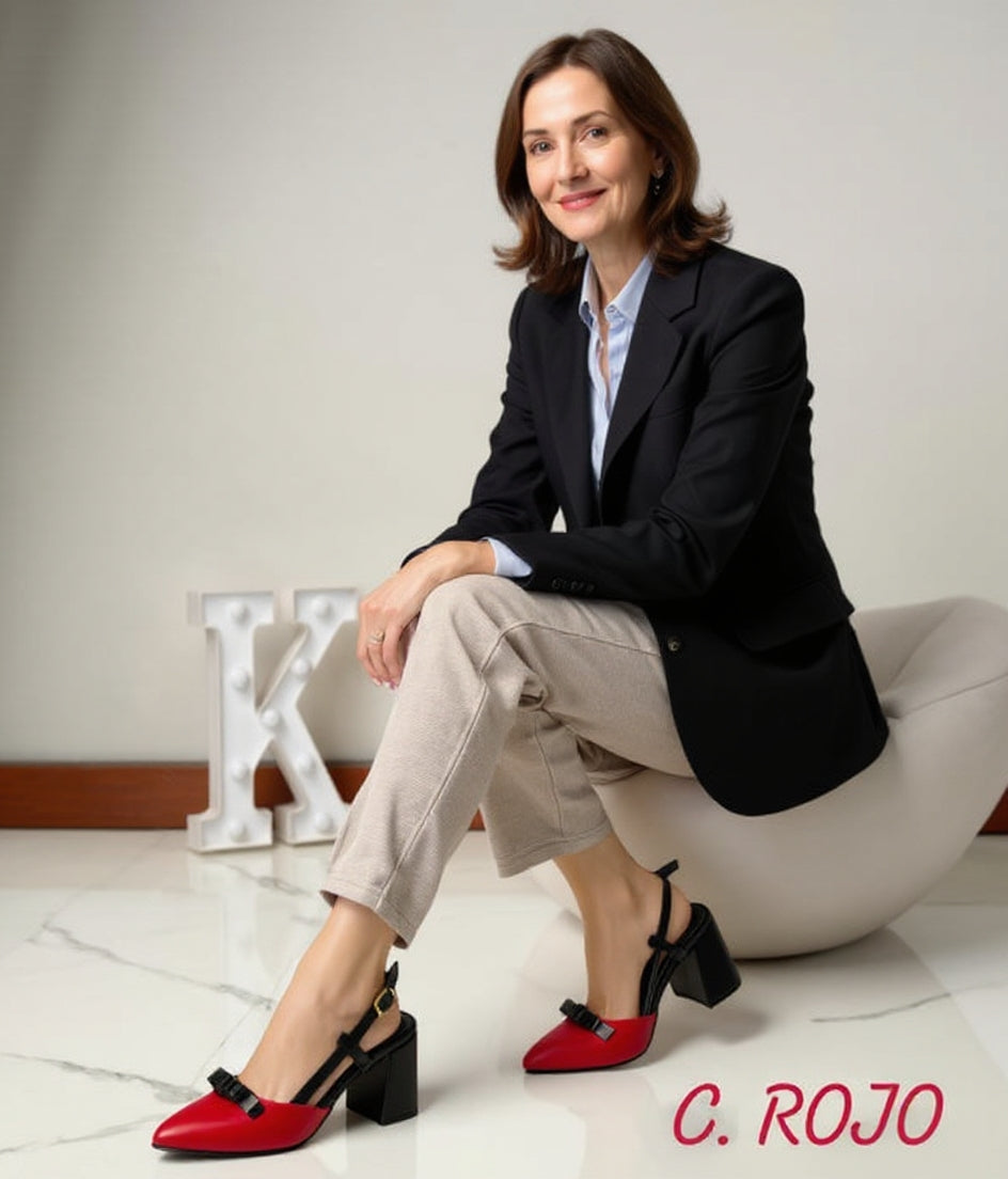 Zapato mujer negro rojo (SL84.RJ)