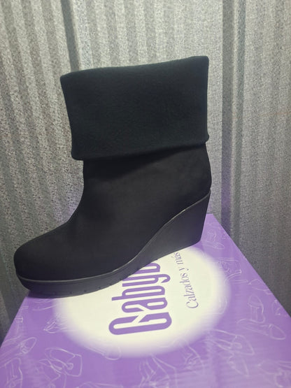 Botin Mujer Negro Gamuza Cuña (BA160.N)