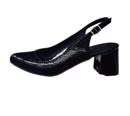 Zapato mujer negro talon abierto Charol (SL85.n)