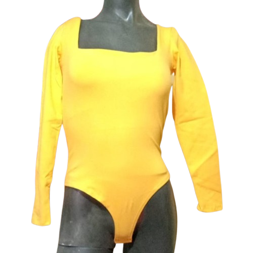 Bodys Mostaza de Mujer cuello cuadrado