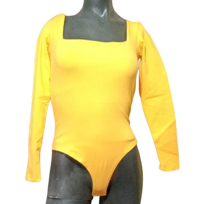 Bodys Mostaza de Mujer cuello cuadrado