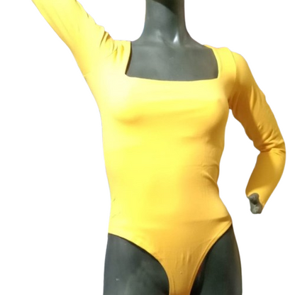 Bodys Mostaza de Mujer cuello cuadrado