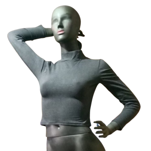 Crop Manga Larga Gris de Mujer
