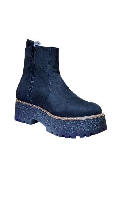 Botines de Mujer Negro Gamuza tipo Chelsea Plataforma (BA154.N)