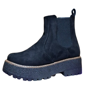 Botines de Mujer Negro Gamuza tipo Chelsea Plataforma (BA154.N)
