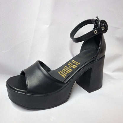Sandalias de Mujer Negras Altas Plataforma y Taco (SA14.E)
