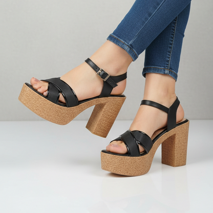 Sandalia de Mujer Alta Negra (SL141.N)