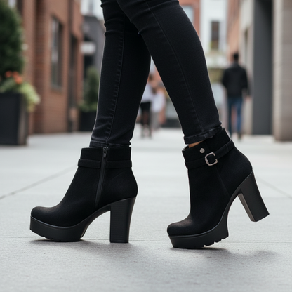Botin de mujer negro taco alto gamuza (BA110.N)