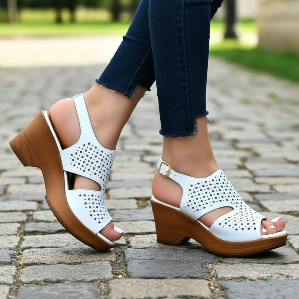 Sandalia mujer blancas caladas (SL74.BL)