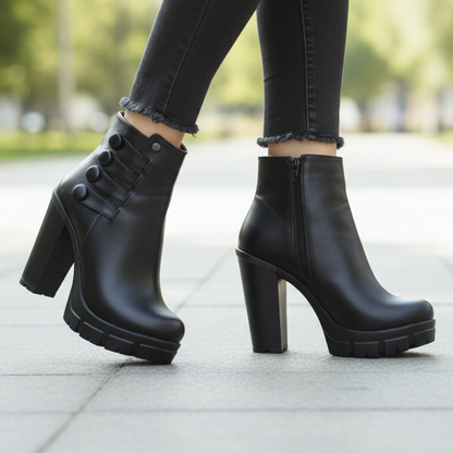 Botin De Mujer Negro Alto Liviano (BA73.E)