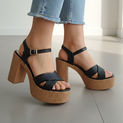 Sandalia de Mujer Alta Negra (SL141.N)