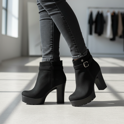 Botin de mujer negro taco alto gamuza (BA110.N)