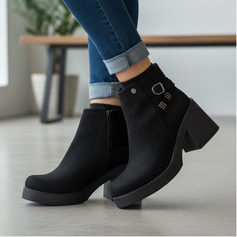 Botin De Mujer Negro Gamuza (BA108.N)