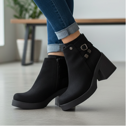 Botin De Mujer Negro Gamuza (BA108.N)