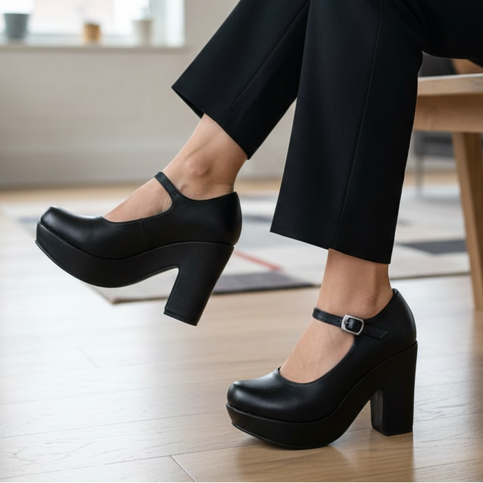 Zapato de mujer taco alto negro (SL41.EC)