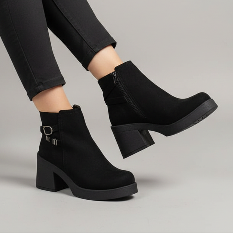 Botin De Mujer Negro Gamuza (BA108.N)