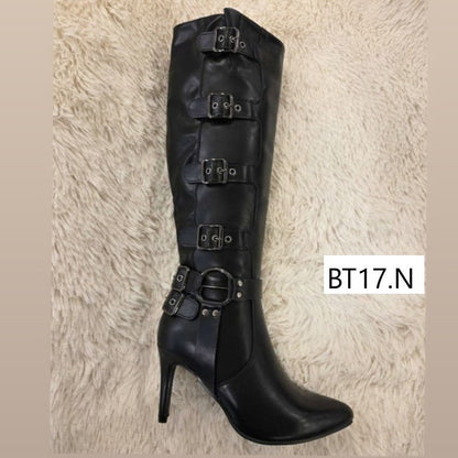 Bota Alta de Mujer Negra (BT17.N) - Gabybru Calzados