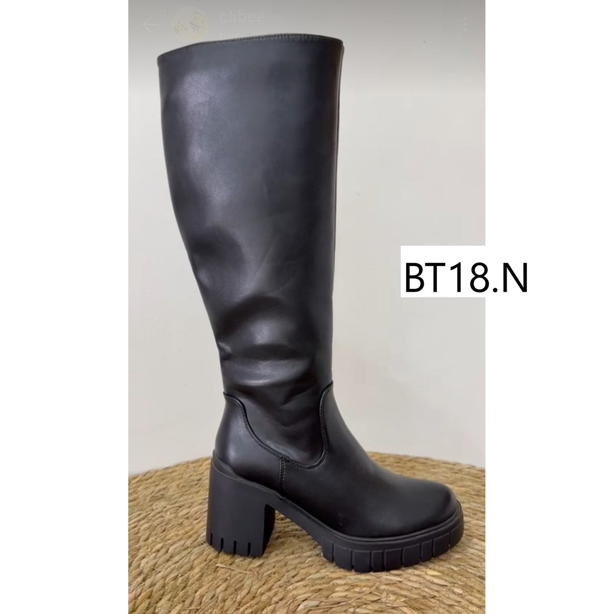Bota Alta de Mujer Negra (BT18.EC) - Gabybru Calzados