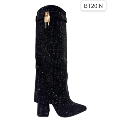 Bota Alta de Mujer Negra (BT20.BR) - Gabybru Calzados