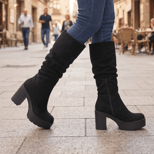 Bota Alta de Mujer Negra (BT36.N) - Gabybru Calzados
