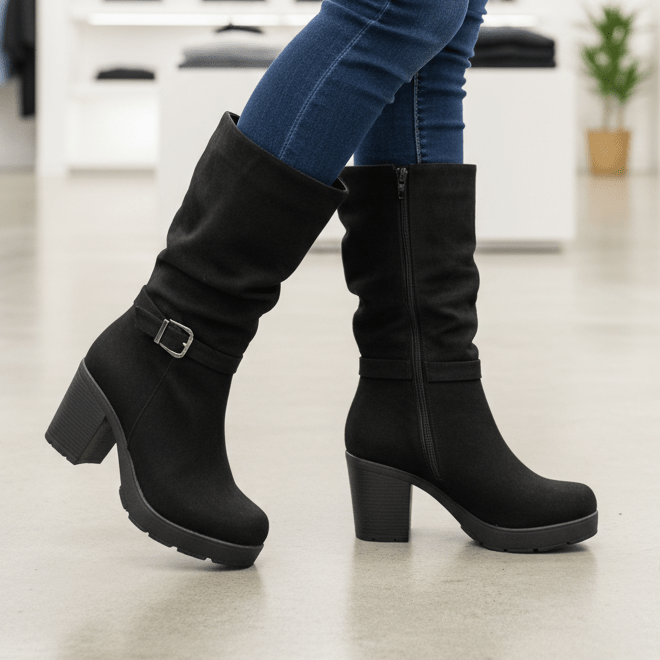 Bota Alta de Mujer Negro (BT30.N) - Gabybru Calzados