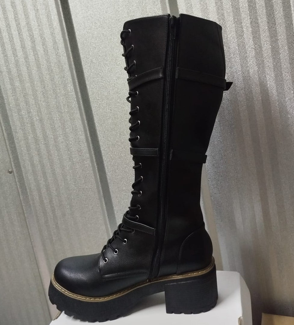 Bota de Mujer Alta Cordones (BT54.E) - Gabybru Calzados