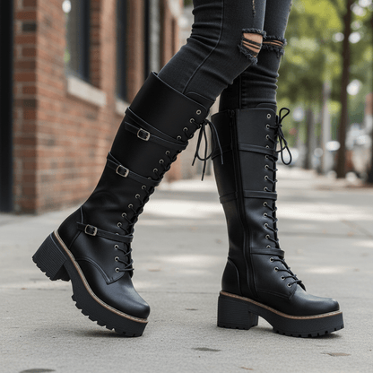 Bota de Mujer Alta Cordones (BT54.E) - Gabybru Calzados