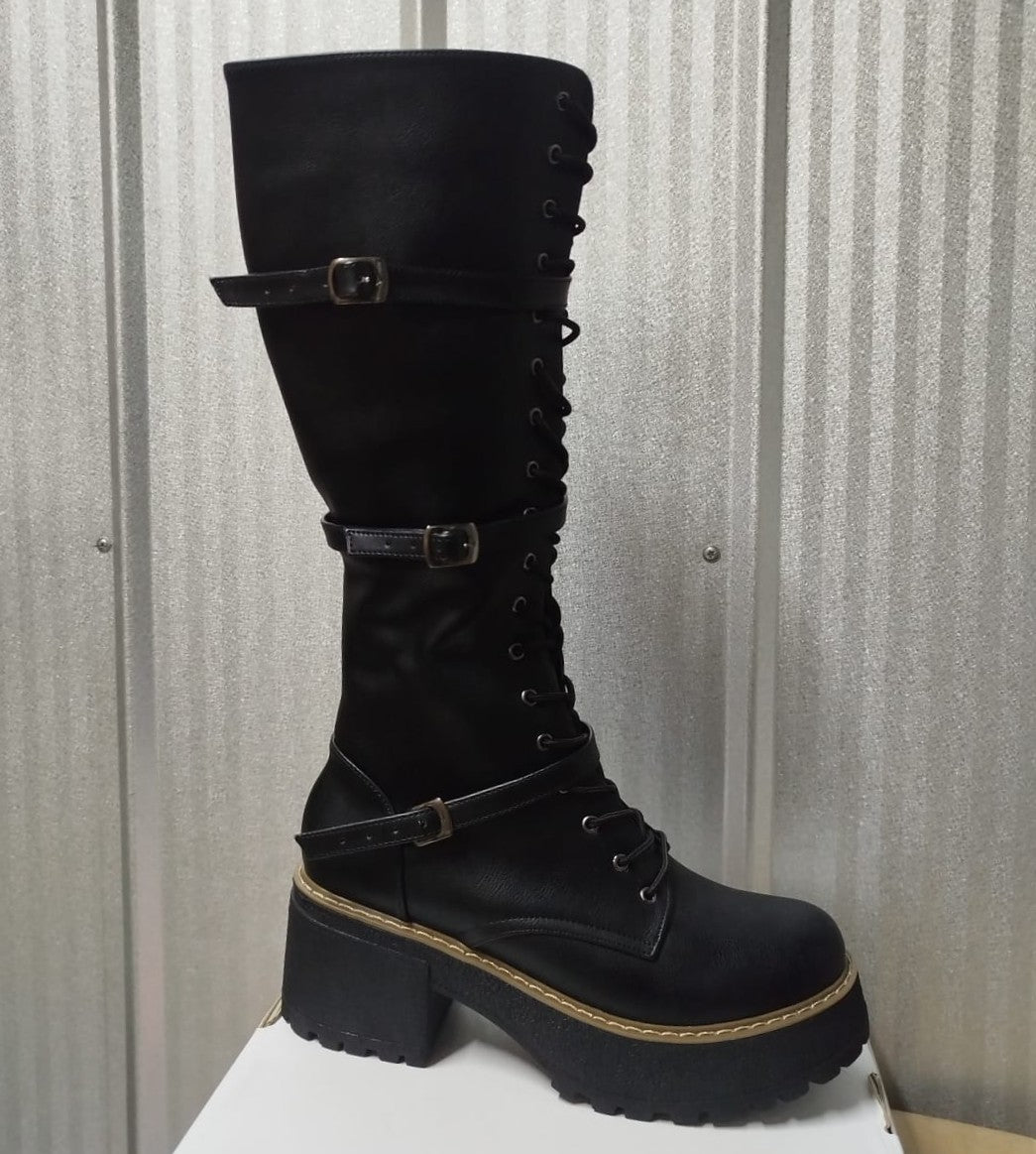 Bota de Mujer Alta Cordones (BT54.E) - Gabybru Calzados