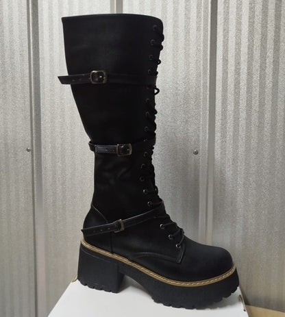 Bota de Mujer Alta Cordones (BT54.E) - Gabybru Calzados