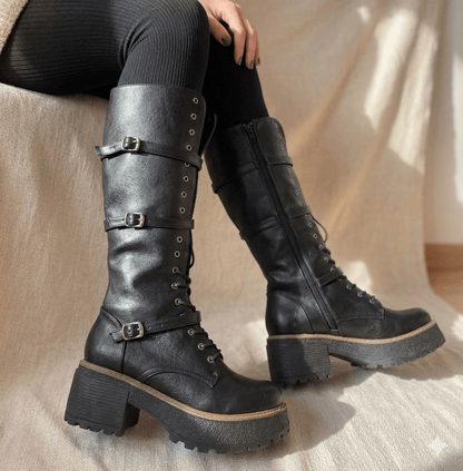 Bota de Mujer Alta Cordones (BT54.E) - Gabybru Calzados