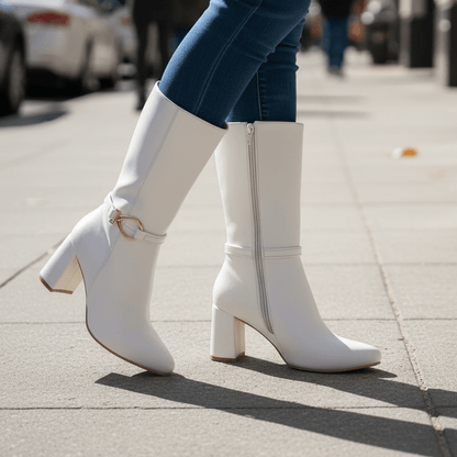 Bota de Mujer Blanca corta taco medio (BT56.BL) - Gabybru Calzados