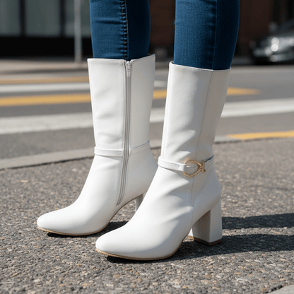 Bota de Mujer Blanca corta taco medio (BT56.BL) - Gabybru Calzados
