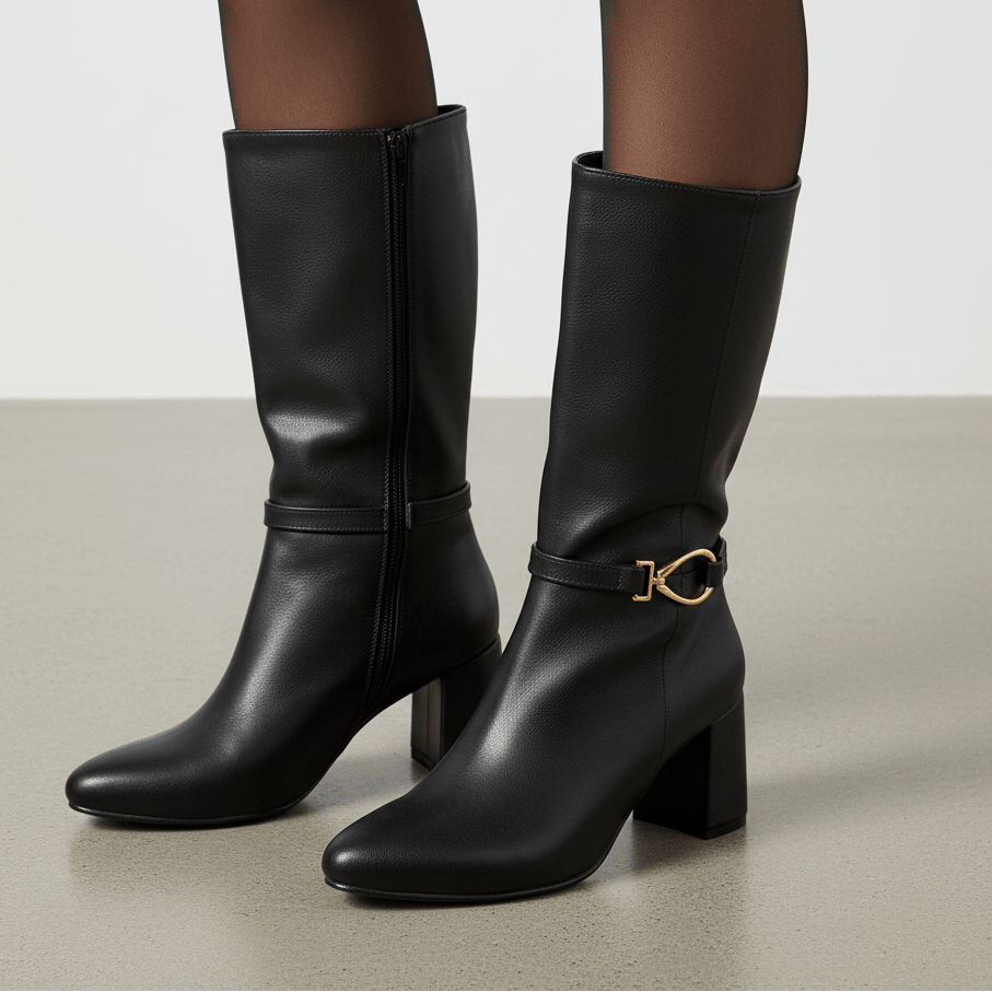 Bota de Mujer negra corta taco medio (BT56.E) - Gabybru Calzados