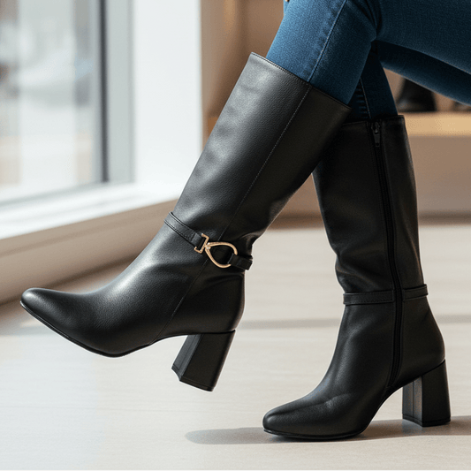Bota de Mujer negra corta taco medio (BT56.E) - Gabybru Calzados