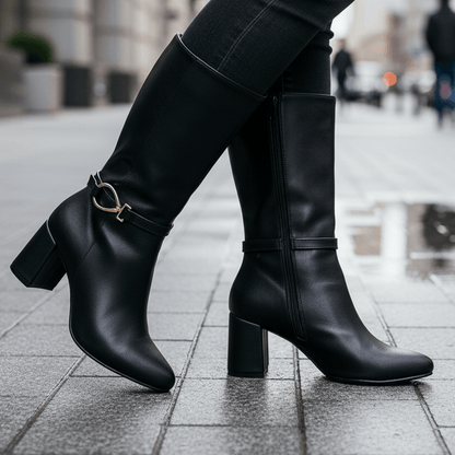 Bota de Mujer negra corta taco medio (BT56.E) - Gabybru Calzados