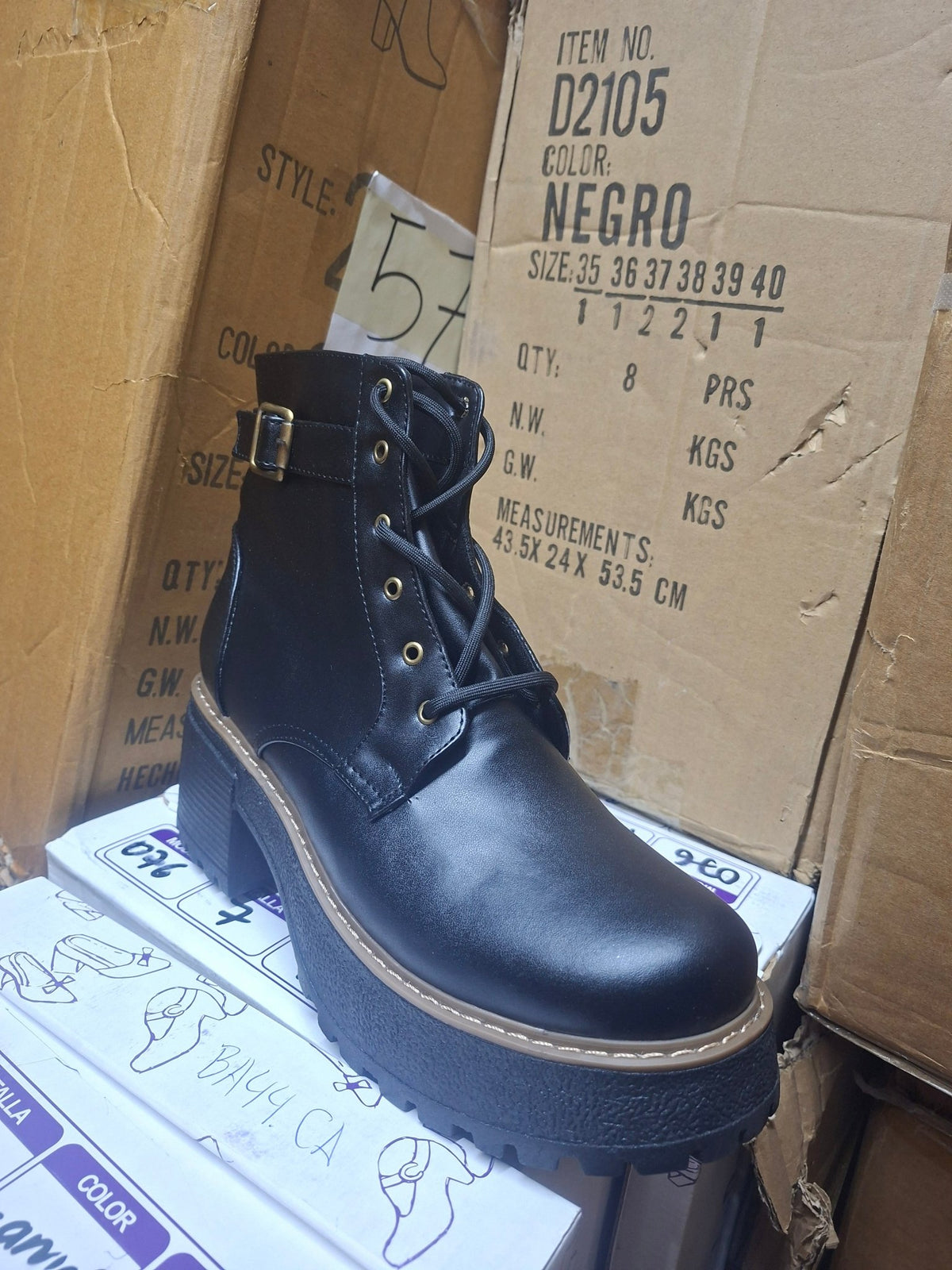 Botin Combat Mujer Plataforma Eco cuero Taco grueso (BA8.NN) - Gabybru Calzados