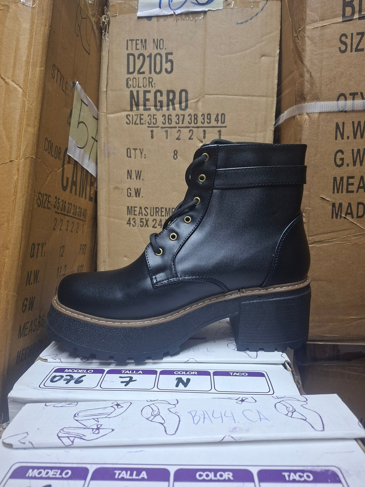 Botin Combat Mujer Plataforma Eco cuero Taco grueso (BA8.NN) - Gabybru Calzados