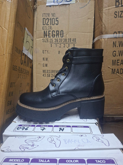 Botin Combat Mujer Plataforma Eco cuero Taco grueso (BA8.NN) - Gabybru Calzados