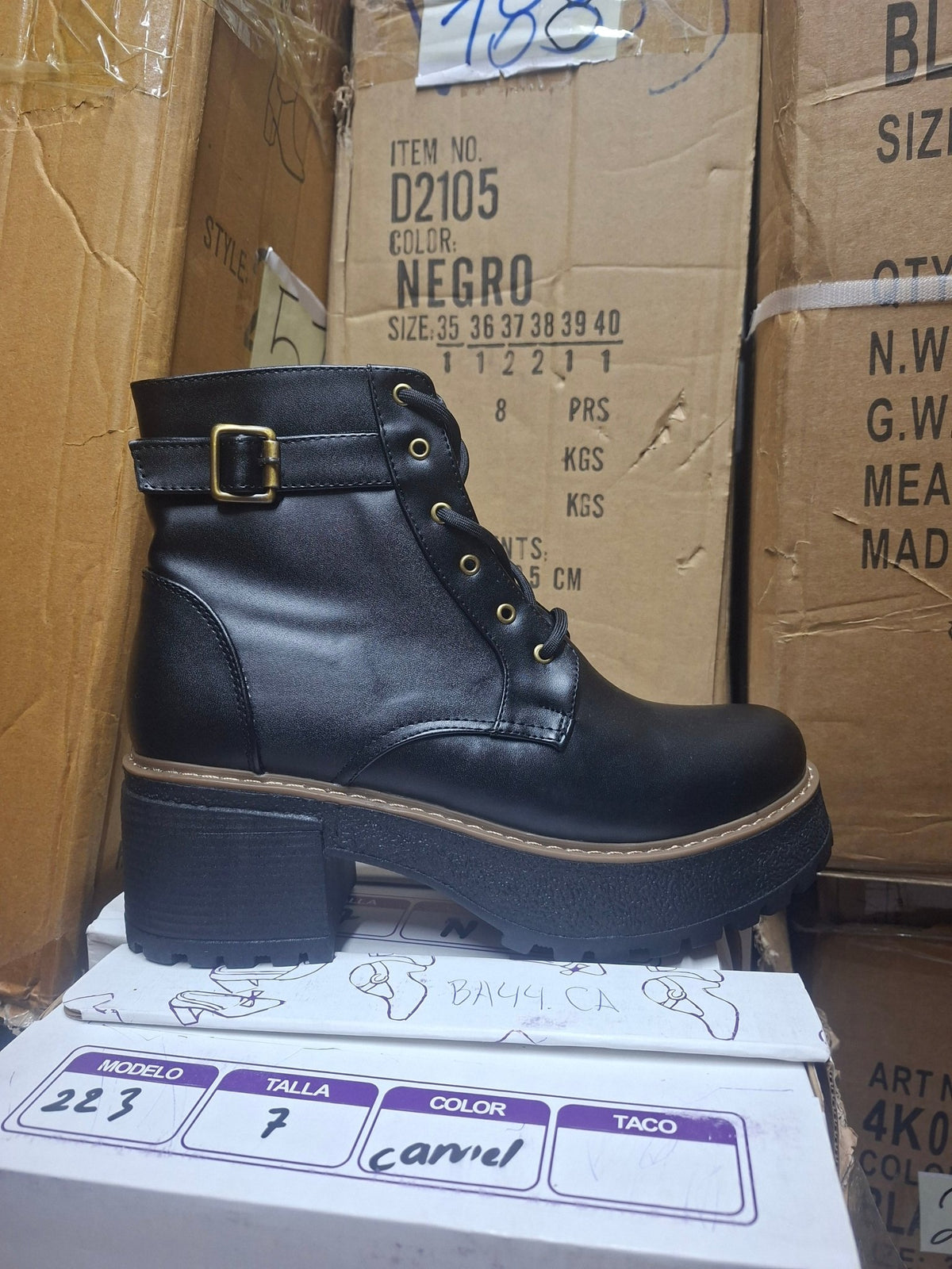 Botin Combat Mujer Plataforma Eco cuero Taco grueso (BA8.NN) - Gabybru Calzados