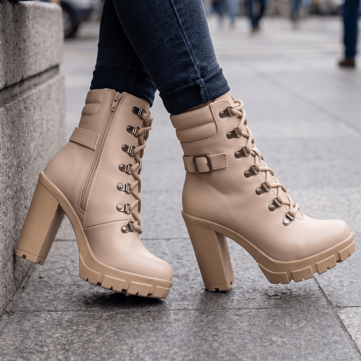 Botin de mujer Alto Beige Liviano (TC2.BE) - Gabybru Calzados