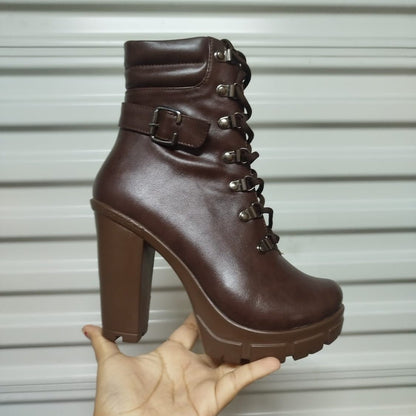 Botin De Mujer Cafe Alto Liviano (TC2.MR) - Gabybru Calzados