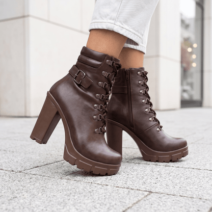 Botin De Mujer Cafe Alto Liviano (TC2.MR) - Gabybru Calzados