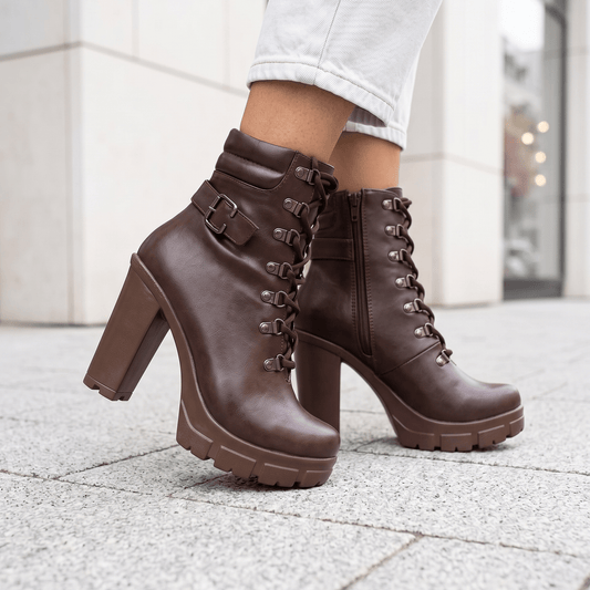 Botin De Mujer Cafe Alto Liviano (TC2.MR) - Gabybru Calzados