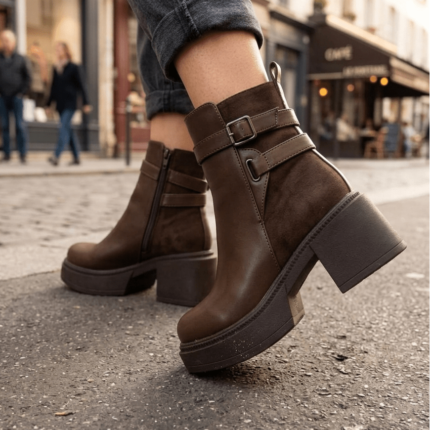 Botin de Mujer Cafe Alto medio (BA120.Mr) - Gabybru Calzados
