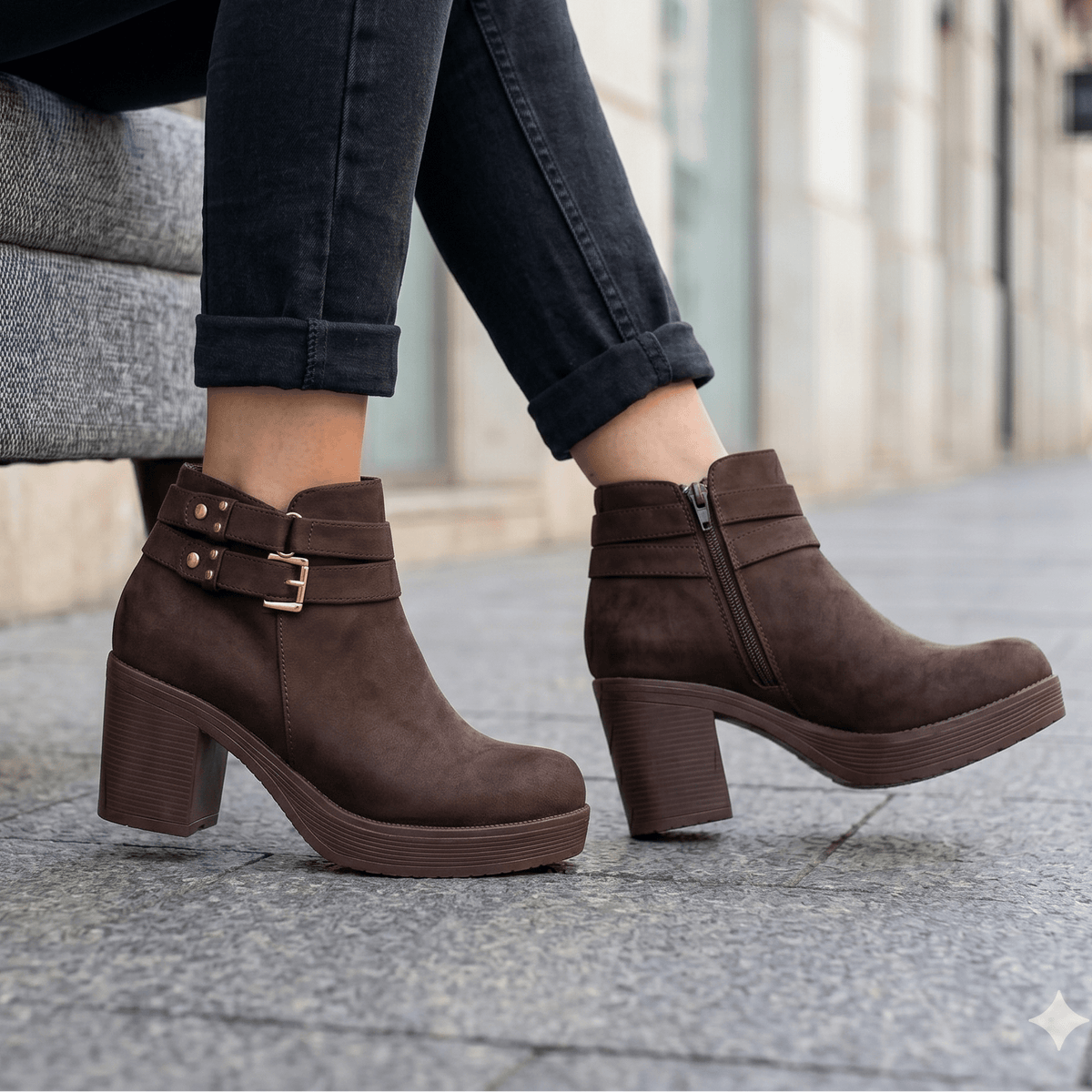Botin de Mujer Cafe Gamuza (BA112.MR) - Gabybru Calzados