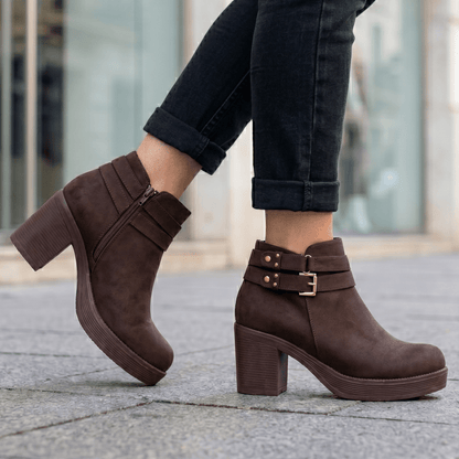 Botin de Mujer Cafe Gamuza (BA112.MR) - Gabybru Calzados